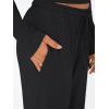 imageTrendy Queen Womens 2 Piece Matching Lounge Set Long Sleeve Slightly Crop Top Wide Leg Pants Casual SweatsuitBlack