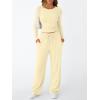 imageTrendy Queen Womens 2 Piece Matching Lounge Set Long Sleeve Slightly Crop Top Wide Leg Pants Casual SweatsuitCreamy Yellow