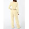 imageTrendy Queen Womens 2 Piece Matching Lounge Set Long Sleeve Slightly Crop Top Wide Leg Pants Casual SweatsuitCreamy Yellow