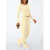 imageTrendy Queen Womens 2 Piece Matching Lounge Set Long Sleeve Slightly Crop Top Wide Leg Pants Casual SweatsuitCreamy Yellow