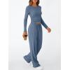 imageTrendy Queen Womens 2 Piece Matching Lounge Set Long Sleeve Slightly Crop Top Wide Leg Pants Casual SweatsuitDusty Blue