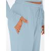 imageTrendy Queen Womens 2 Piece Matching Lounge Set Long Sleeve Slightly Crop Top Wide Leg Pants Casual SweatsuitLight Blue