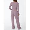 imageTrendy Queen Womens 2 Piece Matching Lounge Set Long Sleeve Slightly Crop Top Wide Leg Pants Casual SweatsuitLilac