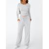 imageTrendy Queen Womens 2 Piece Matching Lounge Set Long Sleeve Slightly Crop Top Wide Leg Pants Casual SweatsuitOatmeal Grey