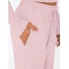 imageTrendy Queen Womens 2 Piece Matching Lounge Set Long Sleeve Slightly Crop Top Wide Leg Pants Casual SweatsuitPastel Pink