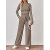imageTrendy Queen Womens 2 Piece Matching Lounge Set Mock Turtleneck Top Wide Leg Pants Casual Sweatsuit with PocketsMocha