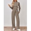 imageTrendy Queen Womens 2 Piece Matching Lounge Set Mock Turtleneck Top Wide Leg Pants Casual Sweatsuit with PocketsMocha