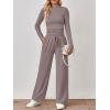 imageTrendy Queen Womens 2 Piece Matching Lounge Set Mock Turtleneck Top Wide Leg Pants Casual Sweatsuit with PocketsNutmeg