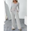 imageTrendy Queen Womens 2 Piece Matching Lounge Sets Fall Fashion Outfits Henley Neck Sweater Top Wide Leg Pants Sweat SuitsOatmeal Grey