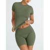 imageTrendy Queen Womens 2 Piece Workout Sets Short Matching Lounge Sets Summer Clothes Going Out Gym OutfitsArmygreen