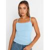 imageTrendy Queen Womens Adjustable Camisole Sleeveless Square Neck Spaghetti Strap Tank Tops Basic ShirtBaby Blue