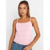 imageTrendy Queen Womens Adjustable Camisole Sleeveless Square Neck Spaghetti Strap Tank Tops Basic ShirtBaby Pink