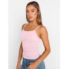imageTrendy Queen Womens Adjustable Camisole Sleeveless Square Neck Spaghetti Strap Tank Tops Basic ShirtBaby Pink