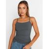 imageTrendy Queen Womens Adjustable Camisole Sleeveless Square Neck Spaghetti Strap Tank Tops Basic ShirtDark Grey