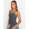 imageTrendy Queen Womens Adjustable Camisole Sleeveless Square Neck Spaghetti Strap Tank Tops Basic ShirtDark Grey