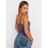 imageTrendy Queen Womens Adjustable Camisole Sleeveless Square Neck Spaghetti Strap Tank Tops Basic ShirtPurple