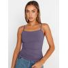 imageTrendy Queen Womens Adjustable Camisole Sleeveless Square Neck Spaghetti Strap Tank Tops Basic ShirtPurple