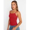 imageTrendy Queen Womens Adjustable Camisole Sleeveless Square Neck Spaghetti Strap Tank Tops Basic ShirtRed
