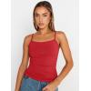 imageTrendy Queen Womens Adjustable Camisole Sleeveless Square Neck Spaghetti Strap Tank Tops Basic ShirtRed