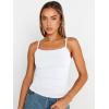 imageTrendy Queen Womens Adjustable Camisole Sleeveless Square Neck Spaghetti Strap Tank Tops Basic ShirtWhite