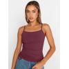 imageTrendy Queen Womens Adjustable Camisole Sleeveless Square Neck Spaghetti Strap Tank Tops Basic ShirtWine