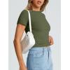 imageTrendy Queen Womens Basic T Shirts Summer Tops 2025 Crop Short Sleeve Slim Fit Tee Cute Gym Workout ClothesArmygreen