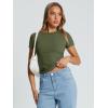 imageTrendy Queen Womens Basic T Shirts Summer Tops 2025 Crop Short Sleeve Slim Fit Tee Cute Gym Workout ClothesArmygreen
