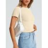 imageTrendy Queen Womens Basic T Shirts Summer Tops 2025 Crop Short Sleeve Slim Fit Tee Cute Gym Workout ClothesBeige