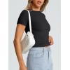 imageTrendy Queen Womens Basic T Shirts Summer Tops 2025 Crop Short Sleeve Slim Fit Tee Cute Gym Workout ClothesBlack