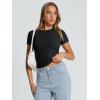imageTrendy Queen Womens Basic T Shirts Summer Tops 2025 Crop Short Sleeve Slim Fit Tee Cute Gym Workout ClothesBlack