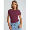 imageTrendy Queen Womens Basic T Shirts Summer Tops 2025 Crop Short Sleeve Slim Fit Tee Cute Gym Workout ClothesBurgundy