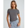 imageTrendy Queen Womens Basic T Shirts Summer Tops 2025 Crop Short Sleeve Slim Fit Tee Cute Gym Workout ClothesDeepgrey
