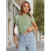 imageTrendy Queen Womens Basic T Shirts Summer Tops 2025 Crop Short Sleeve Slim Fit Tee Cute Gym Workout ClothesLightgreen