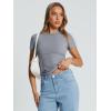imageTrendy Queen Womens Basic T Shirts Summer Tops 2025 Crop Short Sleeve Slim Fit Tee Cute Gym Workout ClothesLightgrey