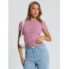 imageTrendy Queen Womens Basic T Shirts Summer Tops 2025 Crop Short Sleeve Slim Fit Tee Cute Gym Workout ClothesMauve