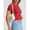 imageTrendy Queen Womens Basic T Shirts Summer Tops 2025 Crop Short Sleeve Slim Fit Tee Cute Gym Workout ClothesRed