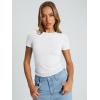 imageTrendy Queen Womens Basic T Shirts Summer Tops 2025 Crop Short Sleeve Slim Fit Tee Cute Gym Workout ClothesWhite