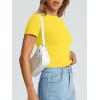 imageTrendy Queen Womens Basic T Shirts Summer Tops 2025 Crop Short Sleeve Slim Fit Tee Cute Gym Workout ClothesYellow
