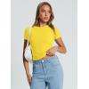imageTrendy Queen Womens Basic T Shirts Summer Tops 2025 Crop Short Sleeve Slim Fit Tee Cute Gym Workout ClothesYellow