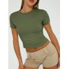 imageTrendy Queen Womens Basic T Shirts Summer Tops 2025 Short Sleeve Crop Tops Slim Fit Gym Workout Y2k ClothesArmy Green