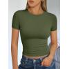 imageTrendy Queen Womens Basic T Shirts Summer Tops 2025 Short Sleeve Crop Tops Slim Fit Gym Workout Y2k ClothesArmy Green