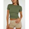 imageTrendy Queen Womens Basic T Shirts Summer Tops 2025 Short Sleeve Crop Tops Slim Fit Gym Workout Y2k ClothesArmy Green