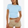 imageTrendy Queen Womens Basic T Shirts Summer Tops 2025 Short Sleeve Crop Tops Slim Fit Gym Workout Y2k ClothesBaby Blue