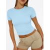 imageTrendy Queen Womens Basic T Shirts Summer Tops 2025 Short Sleeve Crop Tops Slim Fit Gym Workout Y2k ClothesBaby Blue