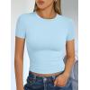 imageTrendy Queen Womens Basic T Shirts Summer Tops 2025 Short Sleeve Crop Tops Slim Fit Gym Workout Y2k ClothesBaby Blue