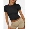 imageTrendy Queen Womens Basic T Shirts Summer Tops 2025 Short Sleeve Crop Tops Slim Fit Gym Workout Y2k ClothesBlack