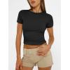 imageTrendy Queen Womens Basic T Shirts Summer Tops 2025 Short Sleeve Crop Tops Slim Fit Gym Workout Y2k ClothesBlack