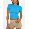 imageTrendy Queen Womens Basic T Shirts Summer Tops 2025 Short Sleeve Crop Tops Slim Fit Gym Workout Y2k ClothesBlue