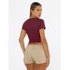 imageTrendy Queen Womens Basic T Shirts Summer Tops 2025 Short Sleeve Crop Tops Slim Fit Gym Workout Y2k ClothesBurgundy