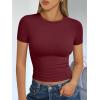 imageTrendy Queen Womens Basic T Shirts Summer Tops 2025 Short Sleeve Crop Tops Slim Fit Gym Workout Y2k ClothesBurgundy